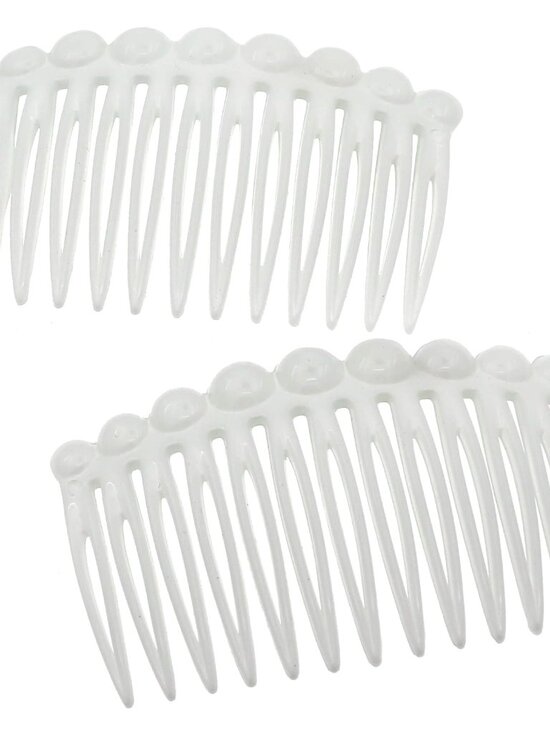 Accessories - Paris /2 French Hair Side Comb Small Rounded, White French Twist Hair Combs Deco